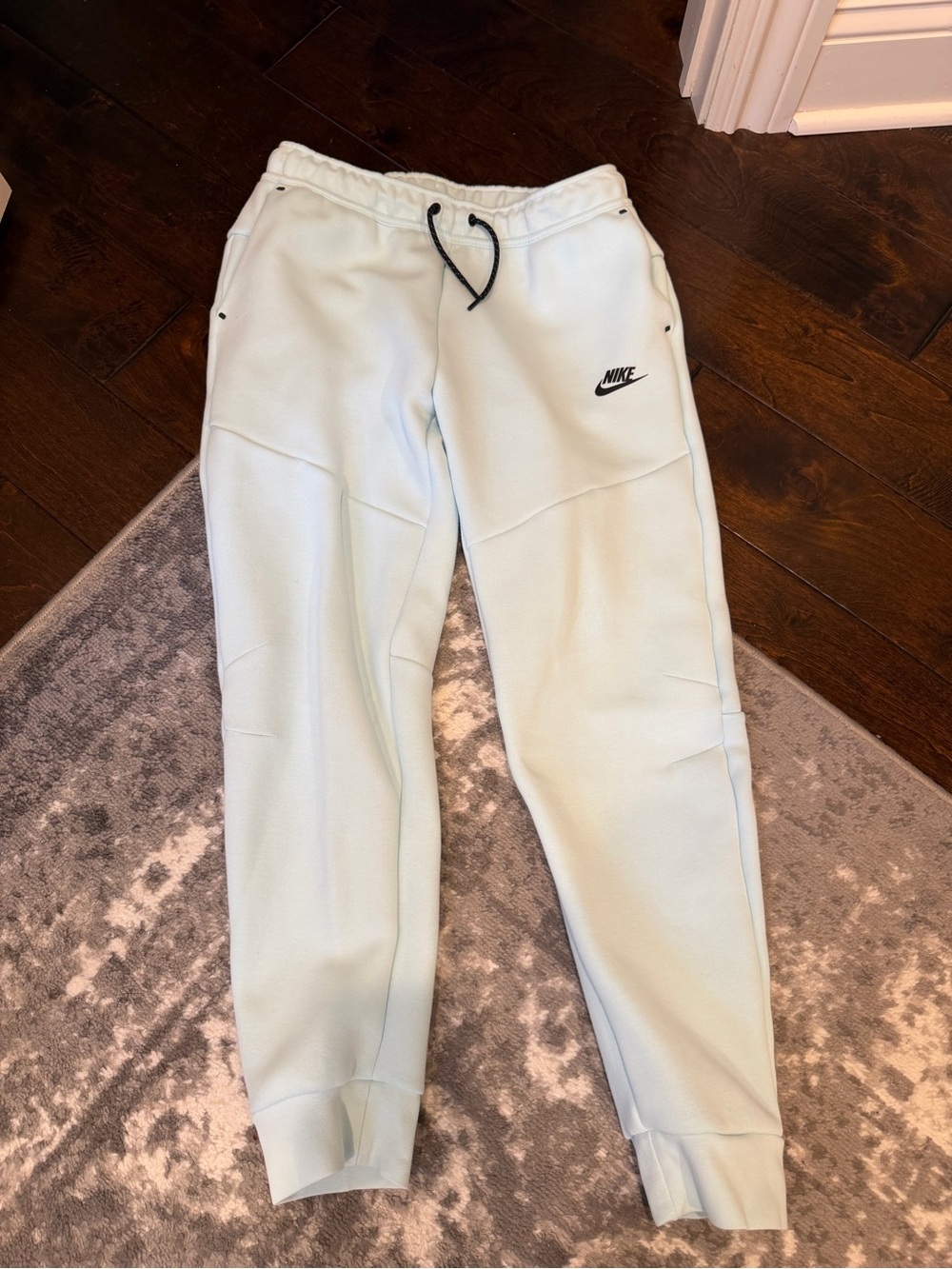 Nike Tech Kids Pale Blue Jogger Sweatpants with Black Logo